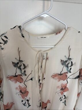 Mod Ref Cream Bodysuit with Dusty Rose Floral Print